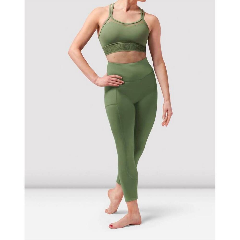 NEW BLOCH ladies tasha paneled leggings in sage